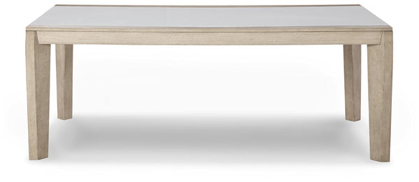 Contemporary Dining Table with Acrylic Insert, White & Beige
