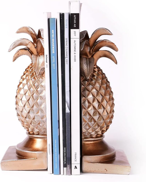 Decorative Pineapple Bookends Silver 9.4 Inch