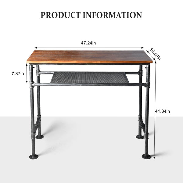 Industrial Pub Bar Table – Pine Wood Top & Steel Frame