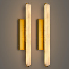 Alabaster Wall Sconces Set of 2 – Brass Gold, 25 Inch