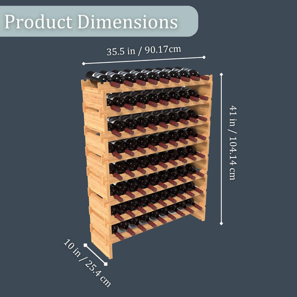 72-Bottle Bamboo Stackable Freestanding Wine Rack