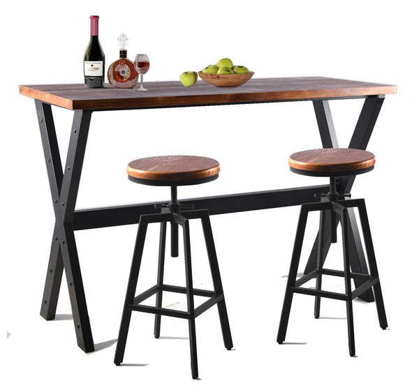 Rectangular Bar Height Pub Table with Metal Frame