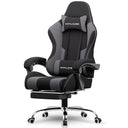 Gaming Chair with Footrest & Lumbar Support – Dark Gray Fabric