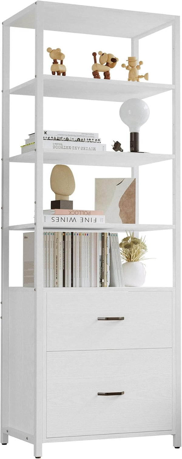 Industrial Bookcase with File Cabinet Drawers, 5-Tier, 71.6"
