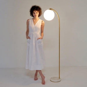 Modern LED Floor Lamp with Frosted Glass Globe