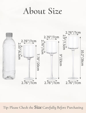 Glass Candle Holders Set – Clear Long Stem Tall Holders for Table Centerpieces
