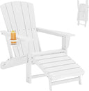 Folding Adirondack Chair with Retractable Ottoman & Cup Holder — HDPE All-Weather Outdoor Lounge Chair