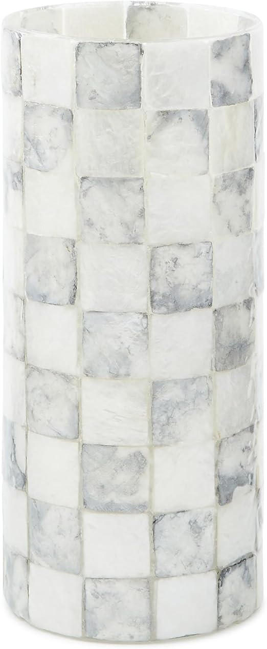 Capiz Small Flower Vase – Check Pattern