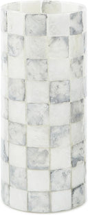 Capiz Glass Small Decorative Vase – Check Pattern