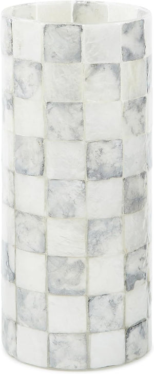 Capiz Glass Small Decorative Vase – Check Pattern