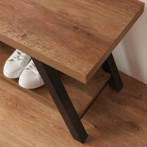 Entryway Storage Bench – Wood & Metal Shoe Bench