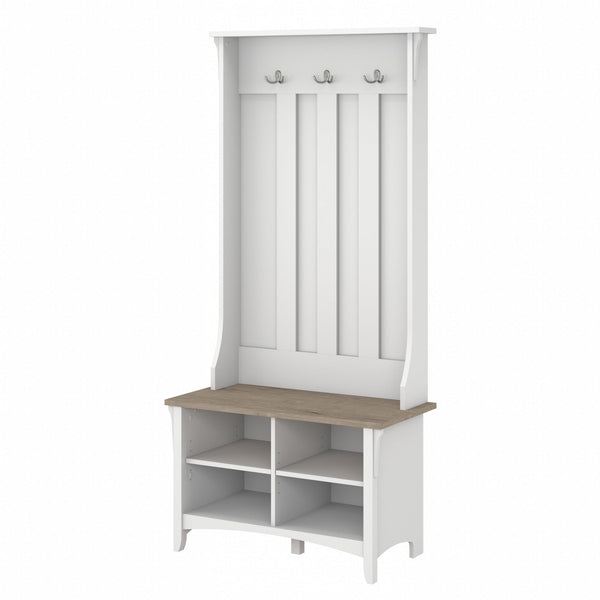 Mission Style Hall Tree with Shoe Storage Bench – 31.73"W x 15.75"D x 68.12"H