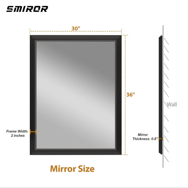 Metal Frame Rectangle Wall Mirror 36x30 Inch