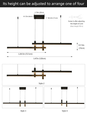 Modern Black Linear LED Pendant Light with Remote Control
