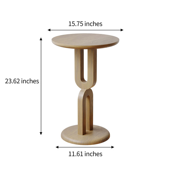 Solid Wood End Table with U-Shaped Base