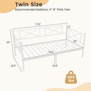 Twin Metal Daybed Frame with Headboard and Storage