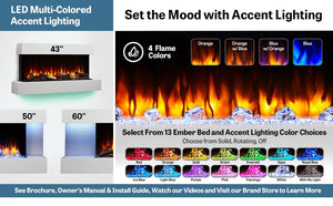 Wall Mount Electric Fireplace with Floating Mantel