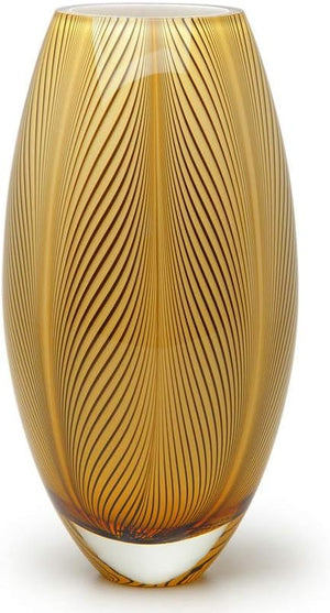 Hand Blown Art Glass Vase – Feather Pattern