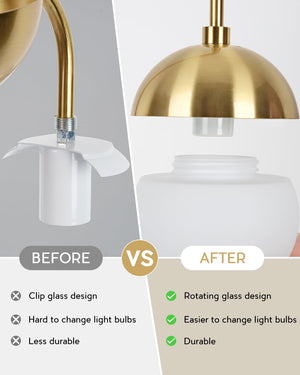 Modern Gold Table Lamp with White Glass Globe – Dimmable