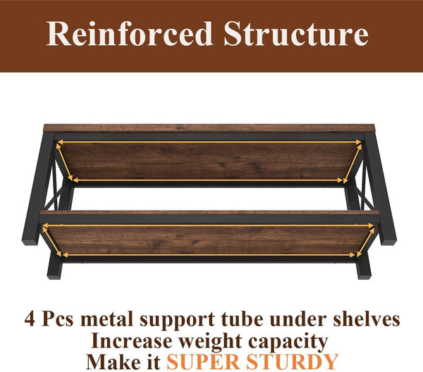 47" Entryway Bench with 2-Tier Shoe Storage