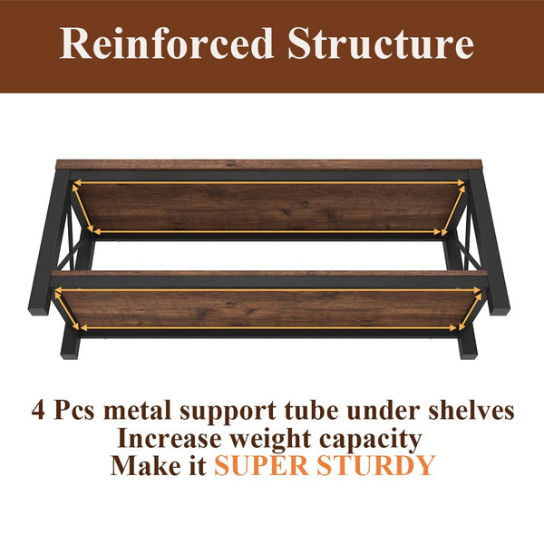 47" Entryway Bench with 2-Tier Shoe Storage