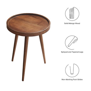 Round Wood Side Table with Tray Top