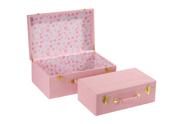 Decorative Storage Trunk Set of 2 – Shagreen PU Leather Nested Chest Boxes