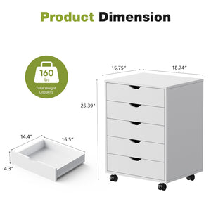 Wooden Drawer Chest with Wheels