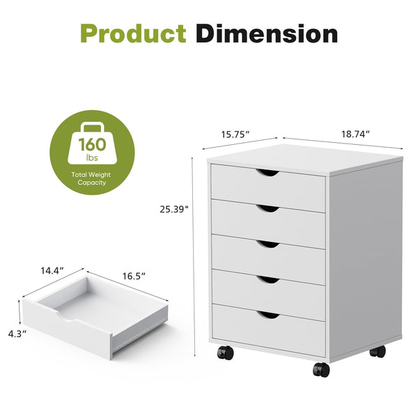 Wooden Drawer Chest with Wheels