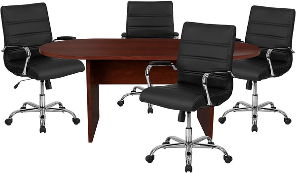 6-Piece Oval Conference Table Set with Executive Chairs