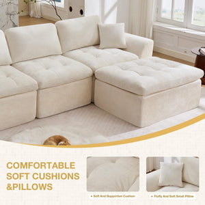 Modular L-Shape Sectional Sofa with Ottoman | Cloud Foam Couch