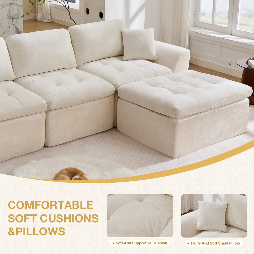 Modular L-Shape Sectional Sofa with Ottoman | Cloud Foam Couch