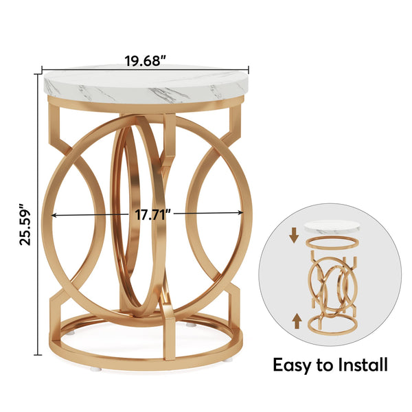 Round End Table with Faux Marble Top