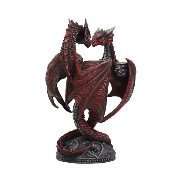 Dragon Heart Candle Holder — Hand-Painted Resin, Red, 23cm