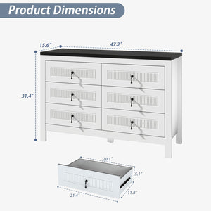 6-Drawer Wide Bedroom Dresser