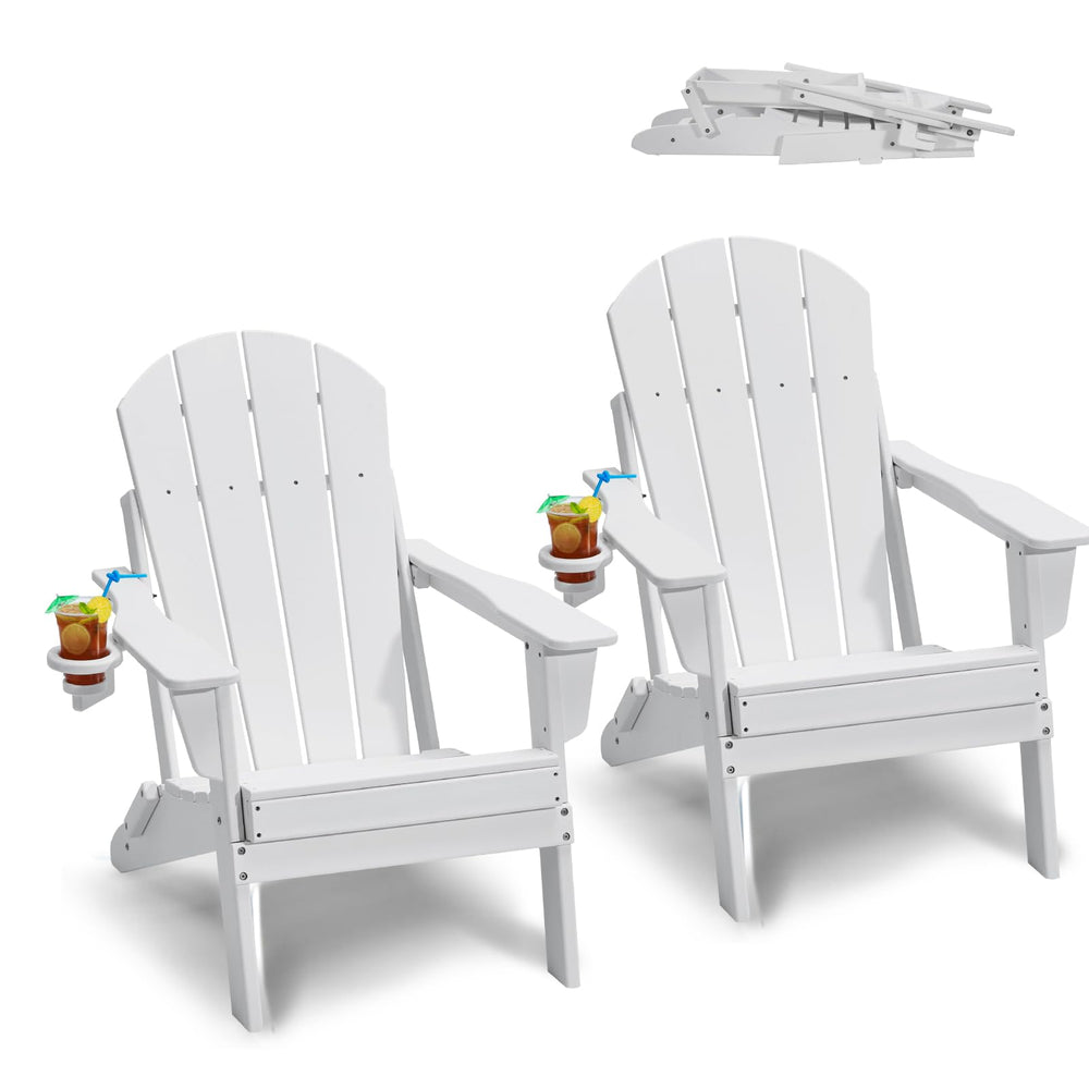 Folding Adirondack Chairs Set of 2 with Cup Holder