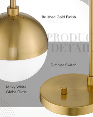Modern Gold Table Lamp with White Glass Globe – Dimmable