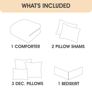 7-Piece Boho Comforter Set – Geometric Embroidery Microfiber Bedding