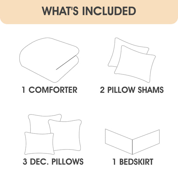 7-Piece Boho Comforter Set – Geometric Embroidery Microfiber Bedding