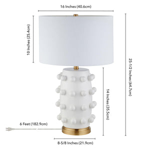 Modern Ceramic Table Lamp with Spherical Orbs & Fabric Drum Shade