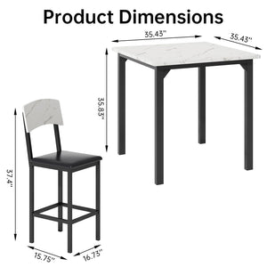 5-Piece Counter Height Dining Table Set with Upholstered Bar Stools