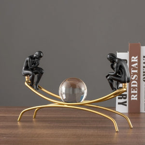 Thinker Statue with Crystal Ball – Modern Decorative Figurine