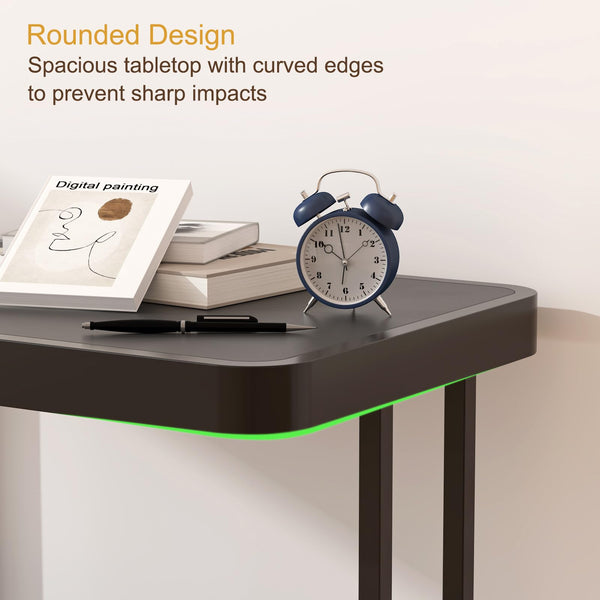 Narrow Side Table with Drawer and Open Shelf