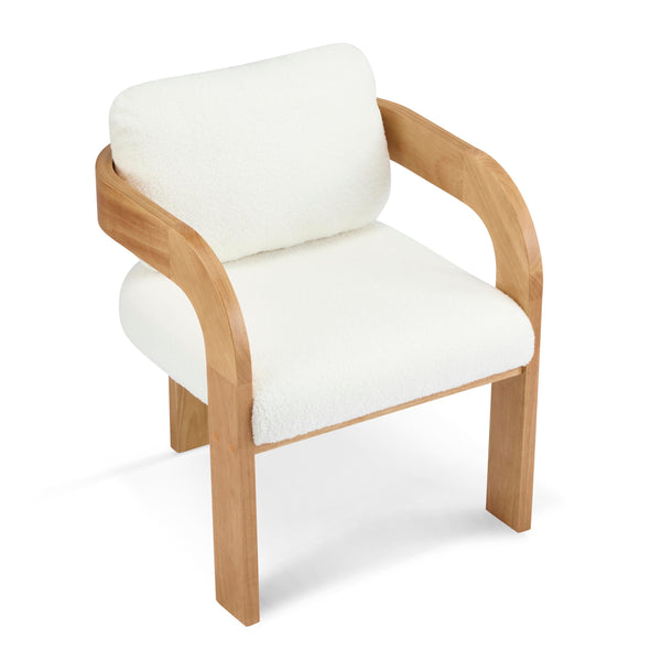 Boucle Dining Chairs Set of 2 with Cushion & Curved Arms