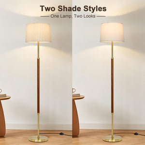 65" Mid-Century Modern Wood Floor Lamp with 3 Color Temperatures