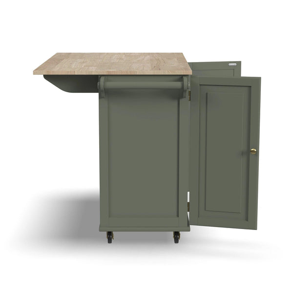 Rolling Kitchen Island Cart with Drop-Leaf Breakfast Bar
