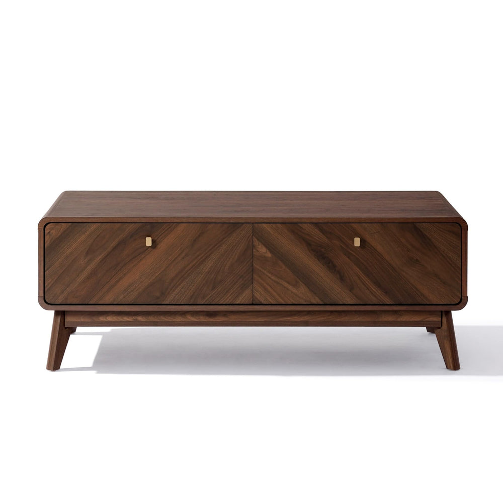 LuxenHome Coffee Table with Storage, 47" Mid Century Modern Coffee Table, Live Edge Coffee Tables for Living Room, Wooden Center Table with Ample Storage Space