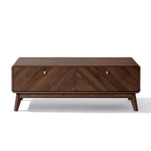 LuxenHome Coffee Table with Storage, 47" Mid Century Modern Coffee Table, Live Edge Coffee Tables for Living Room, Wooden Center Table with Ample Storage Space
