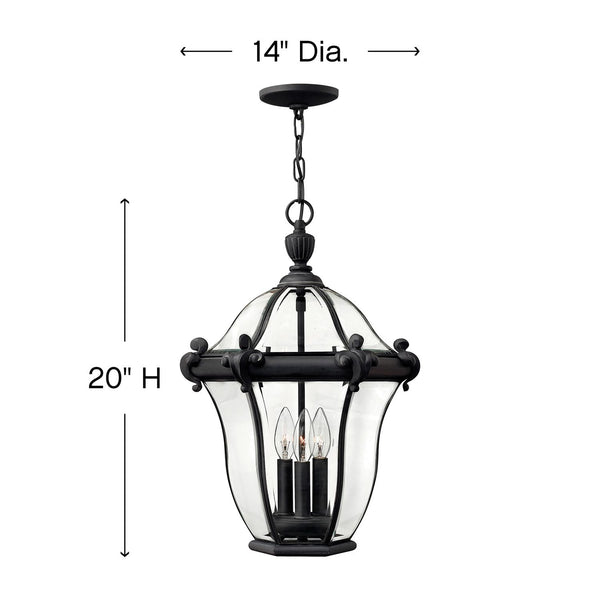 Three-Light Outdoor Hanging Lantern Pendant