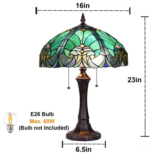 Tiffany Style Stained Glass Table Lamp – Victorian Green